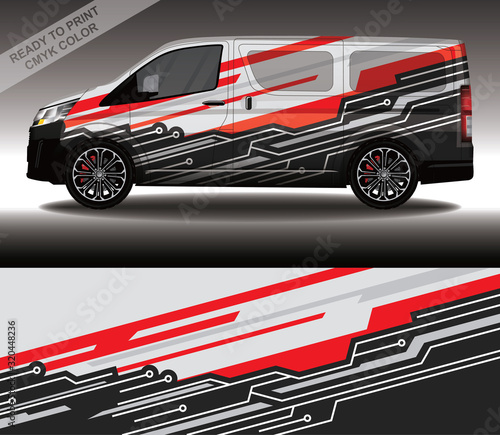 Car wrap decal design vector, custom livery race rally car vehicle sticker and tinting.