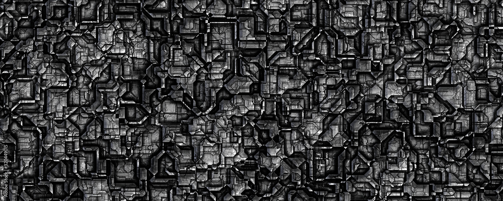 3d material black abstract alien structure background