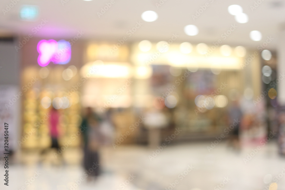 Abstract blur interior background or defocused shopping mall of department store.