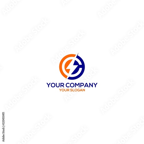 C Circle Electric Logo Design Vector