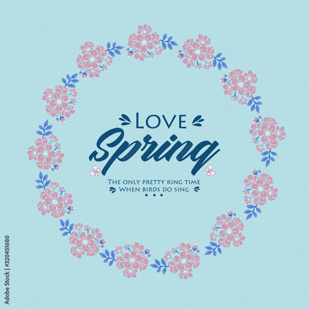 Wallpaper for love spring greeting card design, with leaf and floral beautiful frame concept. Vector