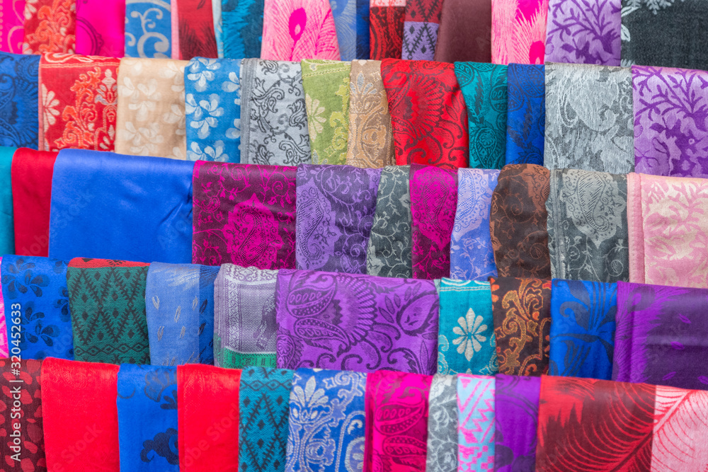 Colorful fabric row Colorful fabric row