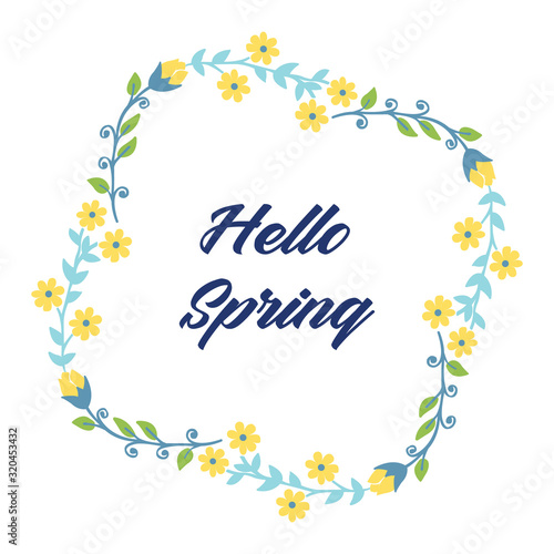 Decoration frame with antique leaves and flower, for hello spring invitation card design. Vector