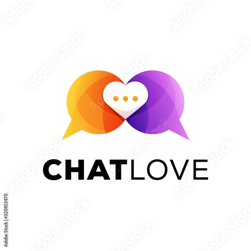 bubble chat love logo, modern love chat logo vector template