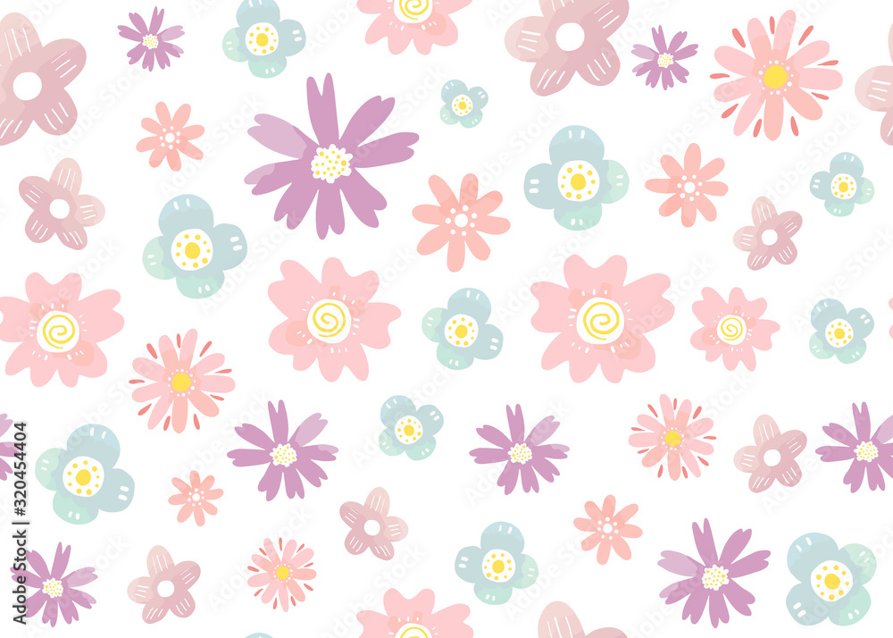 花のシームレスパターン　背景素材