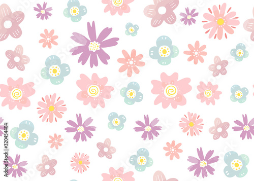 花のシームレスパターン 背景素材