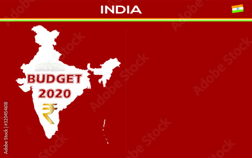 Indian union budget , Indian economy, finance, red abstract background, illustration 2020