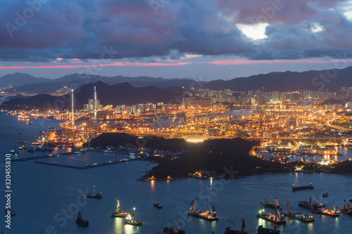 Harbor and cargo port of Hong Kong city