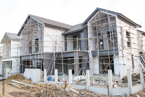 Vászonkép Building and Construction site of new home For housing at Thailand