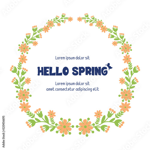 Poster wallpapers design for hello spring, with antique leaf and flower frame. Vector