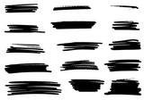 Set of vector brush strokes. Set of line vector illustration. Collection of vector brush hand drawn graphic element. grunge background.