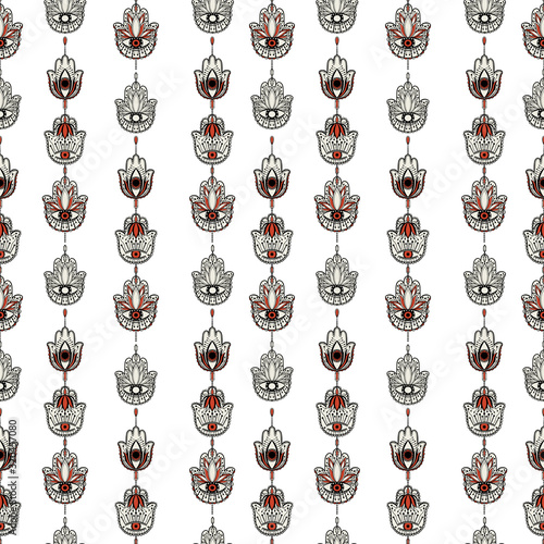 Seamless pattern dream catcher.Vintage bohemian drawing style.