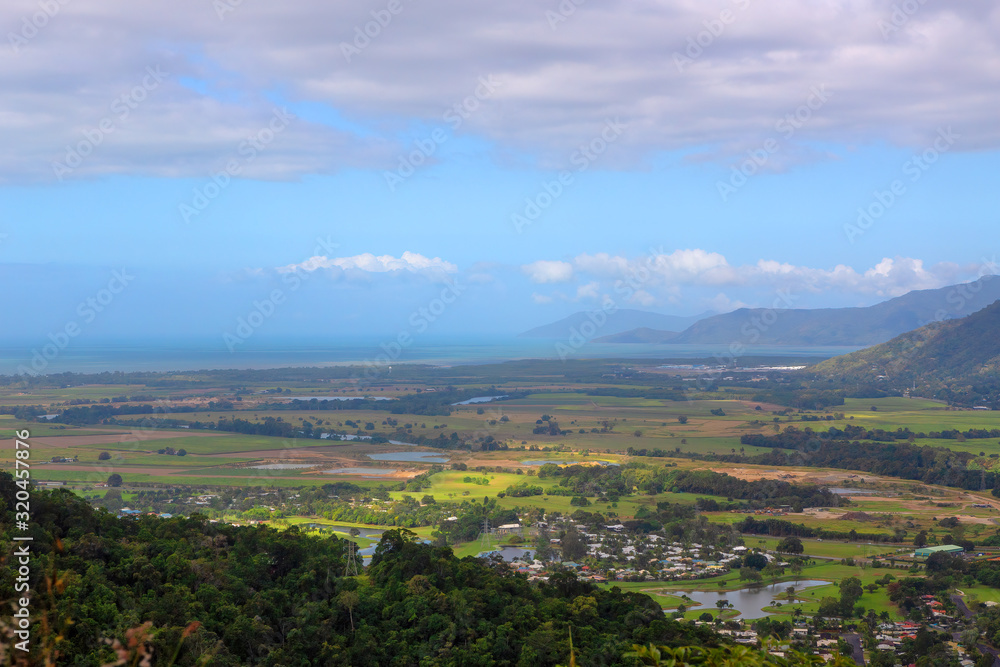 Scenic view to the coast from the Kuranda Scenic Railway in Queensland, Australia