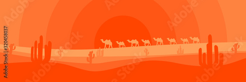 Desert vector panorama in lush lava color  photo