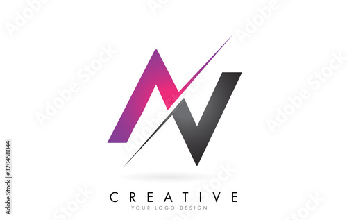 AV A V Letter Logo with Colorblock Design and Creative Cut.