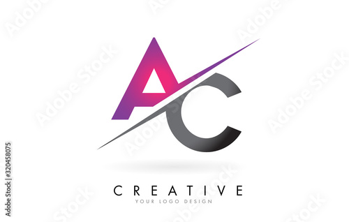 AC A C Letter Logo Design with a Creative Cut.