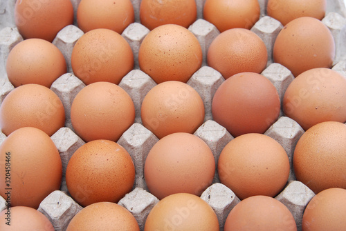 top view of chicken eggs in the container