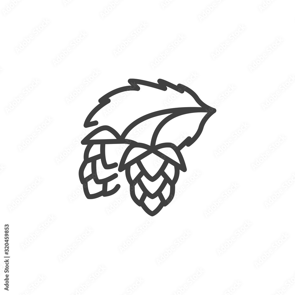 Hop cones line icon. linear style sign for mobile concept and web design. Brewery hop outline vector icon. Symbol, logo illustration. Vector graphics Hop cones line icon. linear style sign for mobile concept and web design. Brewery hop outline vector icon. Symbol, logo illustration. Vector graphics