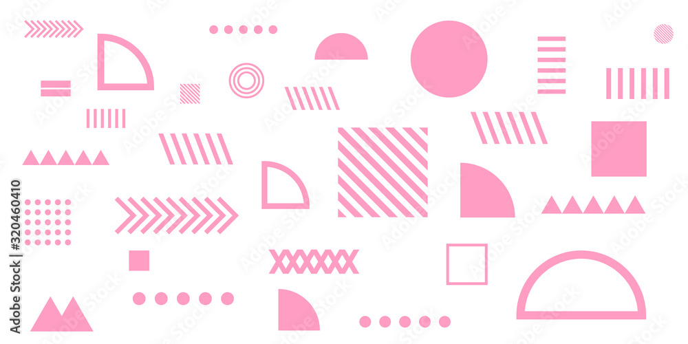 Pink background memphis geometric shapes vector illustration Pink background memphis geometric shapes vector illustration