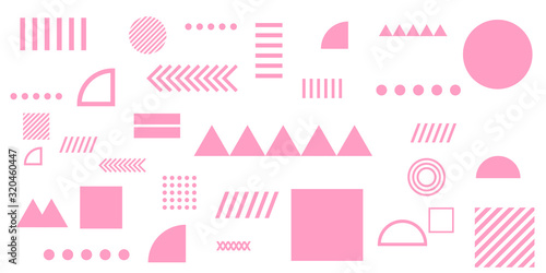 Pink background memphis geometric shapes vector illustration