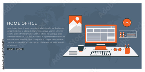 workplace concept, modern home office interior, freelance office