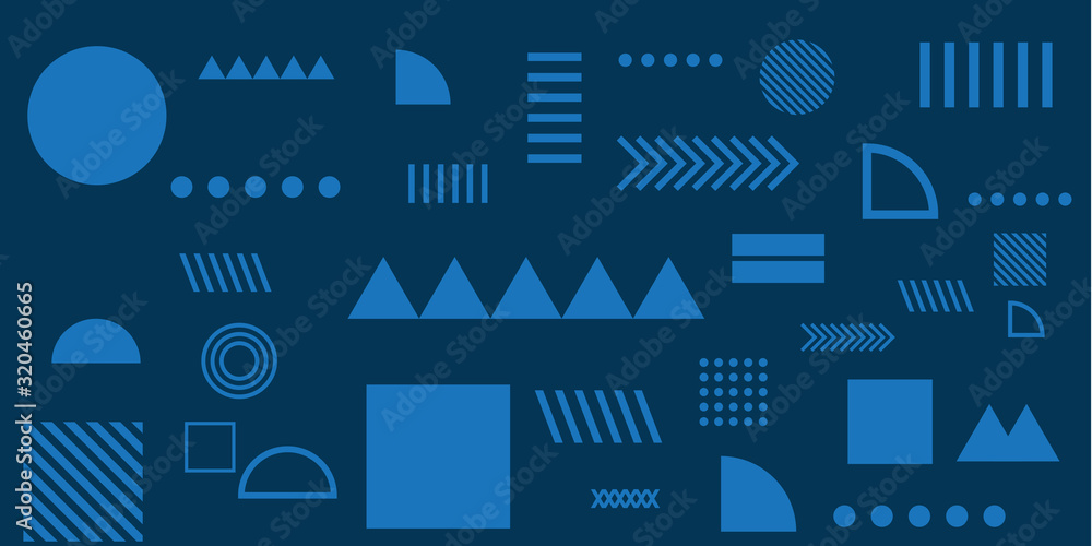 Dark blue background memphis geometric shapes vector illustration Dark blue background memphis geometric shapes vector illustration