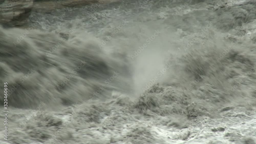 Fast Flowing Flood Waters In Mountain River After Tropical Storm - Nanmadol Fast Flowing Flood Waters In Mountain River After Tropical Storm - Nanmadol