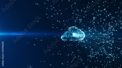 Connecting people on the internet, nodes transforming. Social network connections. Information technology of internet of things IOT big data clouds computing using artificial intelligence AI. photo
