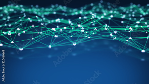 Connecting people on the internet, nodes transforming. Social network connections. Information technology of internet of things IOT big data clouds computing using artificial intelligence AI.