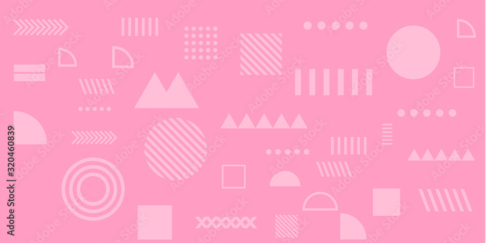 Pink background memphis geometric shapes vector illustration for presentation design, banner, poster, and business card. Suit for corporate, wedding, and beauty contest. Pink background memphis geometric shapes vector illustration for presentation design, banner, poster, and business card. Suit for corporate, wedding, and beauty contest.