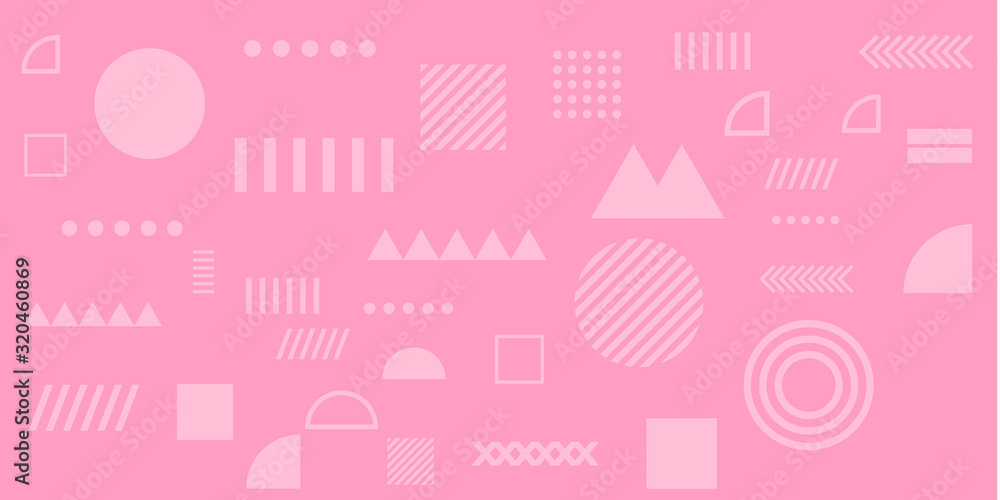 Pink background memphis geometric shapes vector illustration for presentation design, banner, poster, and business card. Suit for corporate, wedding, and beauty contest. Pink background memphis geometric shapes vector illustration for presentation design, banner, poster, and business card. Suit for corporate, wedding, and beauty contest.