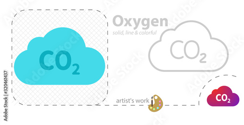 CO2 icon , carbon dioxide formula vector flat illustration, solid, line icon