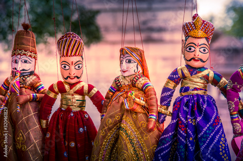 Handicraft Rajasthani Puppets toys displayed for sale in Jodhpur, Rajasthan - India