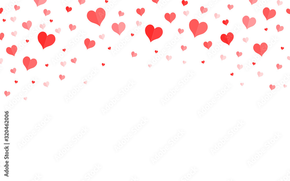 Red Hearts hand drawn background.