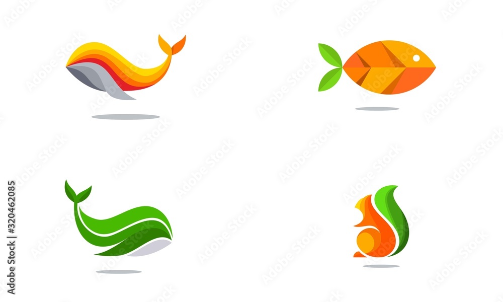 Fototapeta premium logo collection of abstract modern fish design vector