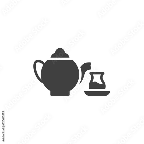 Teapot and glass vector icon. filled flat sign for mobile concept and web design. Tea glass and teapot glyph icon. Symbol, logo illustration. Vector graphics