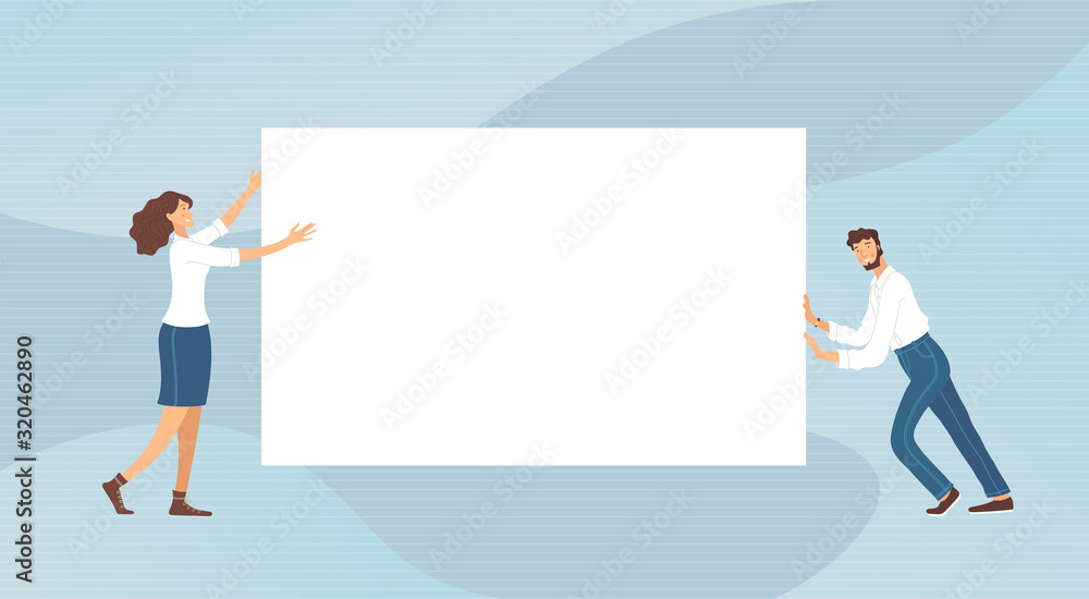 Businesspeople with empty frame vector illustration Businesspeople with empty frame vector illustration