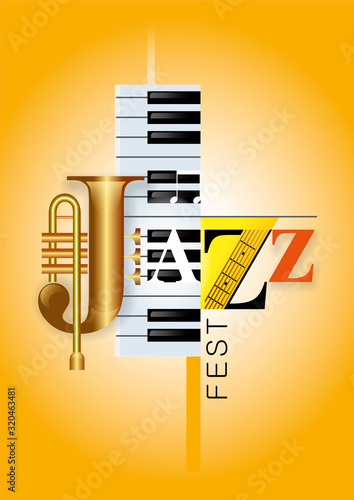 Jazz fest, concert or contest poster design. Editable vector illustratuion