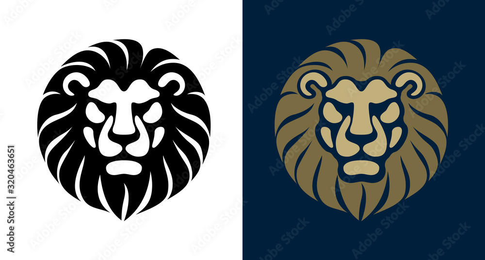 Lion Head front view logo vector design template icon illustration Lion Head front view logo vector design template icon illustration