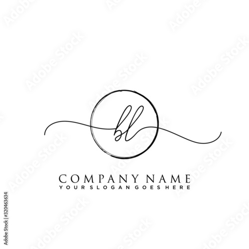 Initial letter BL Signature handwriting Logo Vector photo