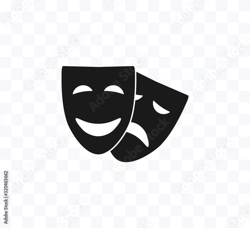Theater mask icon. Vector illustration, flat design.