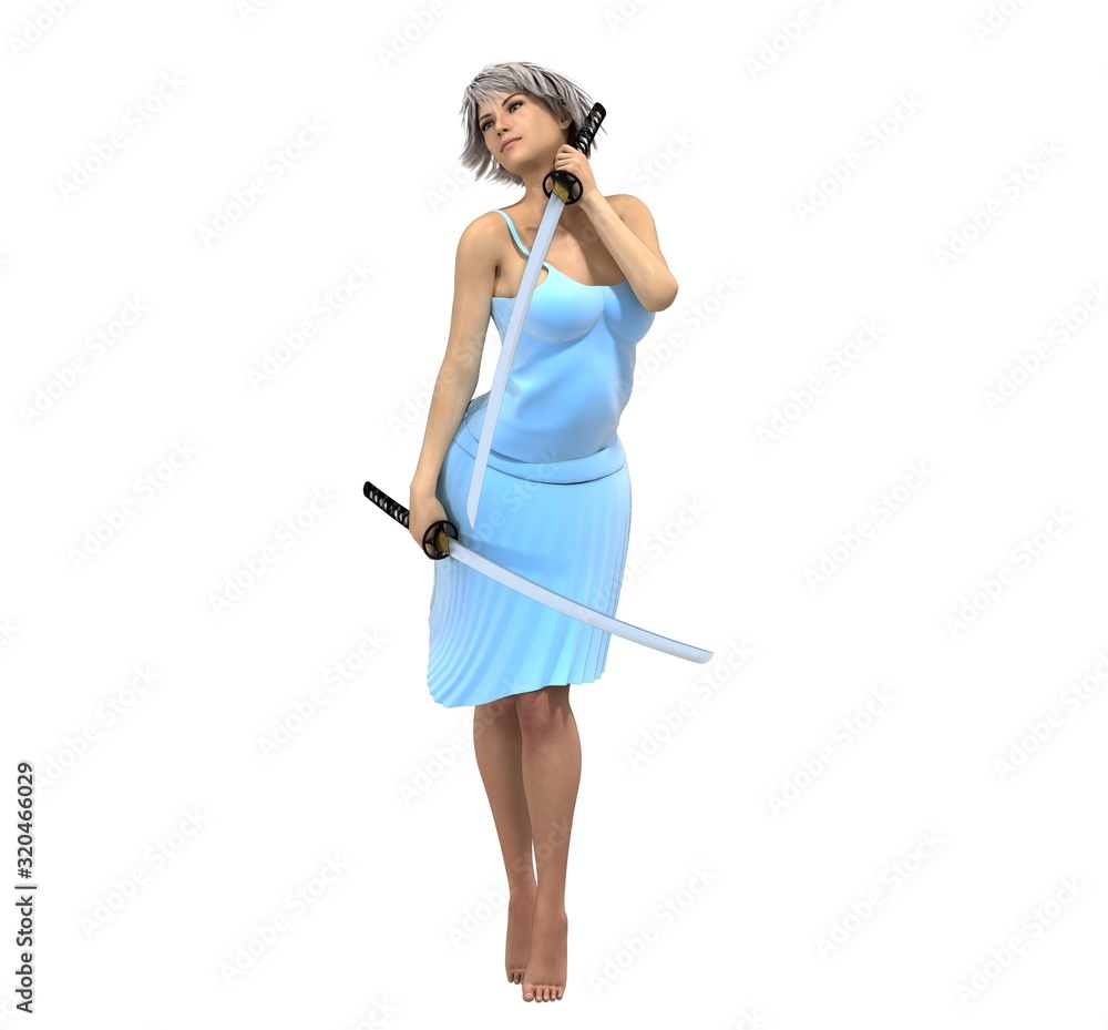 warrior woman character, 3D rendering, illustration warrior woman character, 3D rendering, illustration