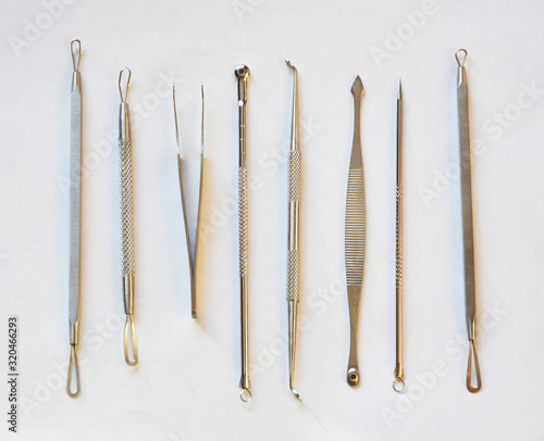 Tools for mechanical cleaning of the face on a white background. Photo Image