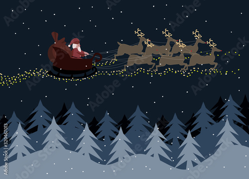 santa clause sleigh at night background
