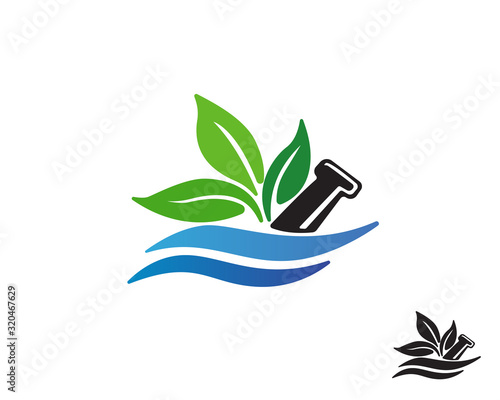 Simple herbal logo with slash logo design inspiration