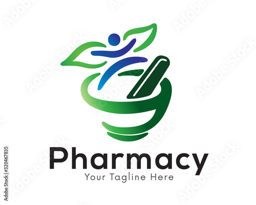 human jump fit health Herbal pharmacy logo design inspiration