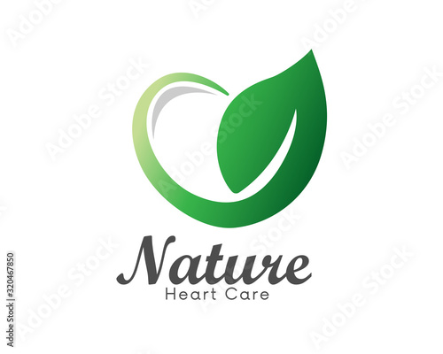 health leaf Nature love heart care logo design inspiration
