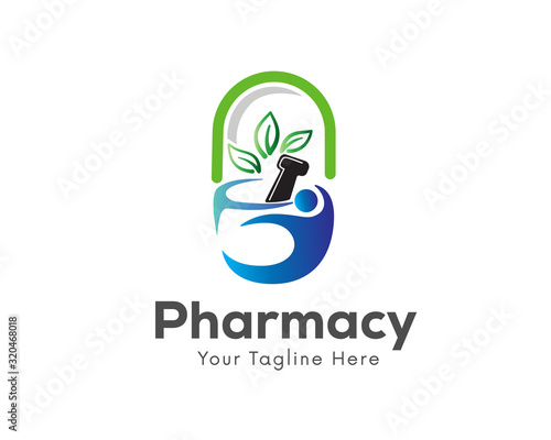 health Capsule herbal pharmacy logo design inspiration