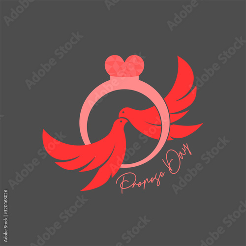 Propose Day with flying pigeon on the ring