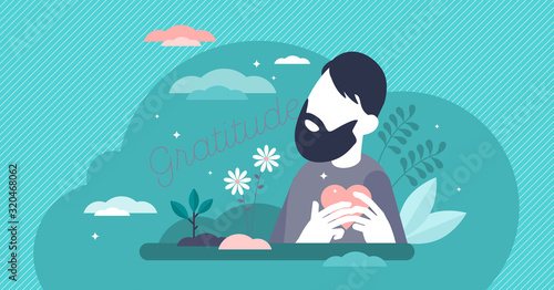 Gratitude concept, flat tiny person vector illustration